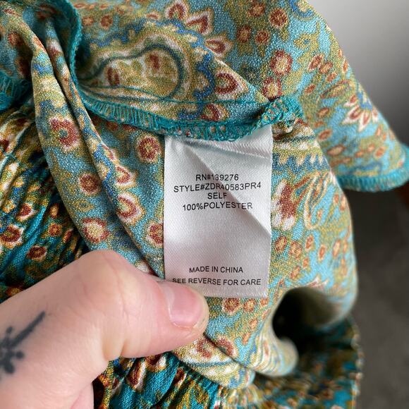 DR2 Green Paisley Boho Tie Waist Casual Shorts with Pockets Womens XXL Plus - Picture 6 of 7